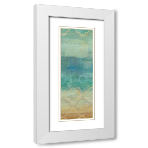 Abstract Waves Blue Panel I White Modern Wood Framed Art Print with Double Matting by Coulter, Cynthia