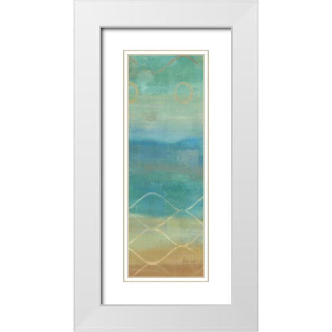 Abstract Waves Blue Panel II White Modern Wood Framed Art Print with Double Matting by Coulter, Cynthia
