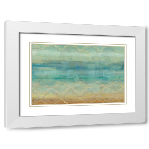 Abstract Waves Blue Landscape White Modern Wood Framed Art Print with Double Matting by Coulter, Cynthia