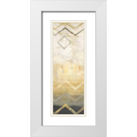 Abstract Waves Black-Gold Panel I White Modern Wood Framed Art Print with Double Matting by Coulter, Cynthia