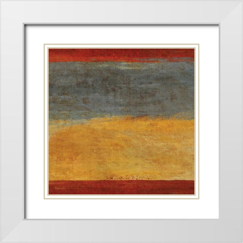 Abstract Stripe Square I White Modern Wood Framed Art Print with Double Matting by Studio Nova