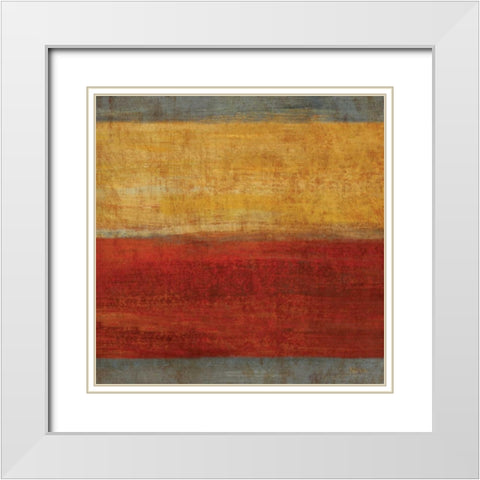 Abstract Stripe Square II White Modern Wood Framed Art Print with Double Matting by Studio Nova