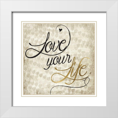Love Life II White Modern Wood Framed Art Print with Double Matting by Hartworks