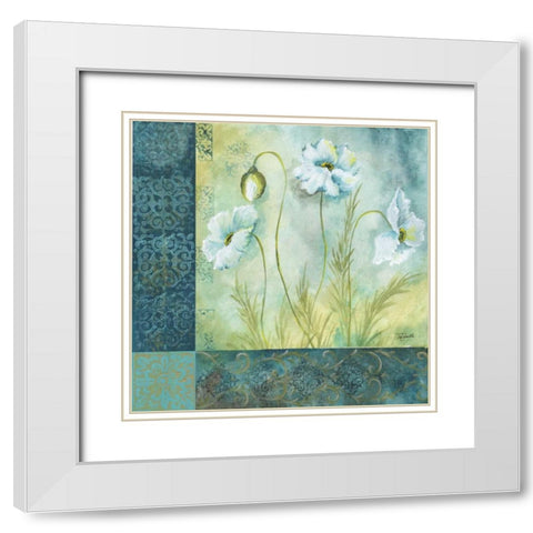 White Poppy Garden I White Modern Wood Framed Art Print with Double Matting by Tre Sorelle Studios