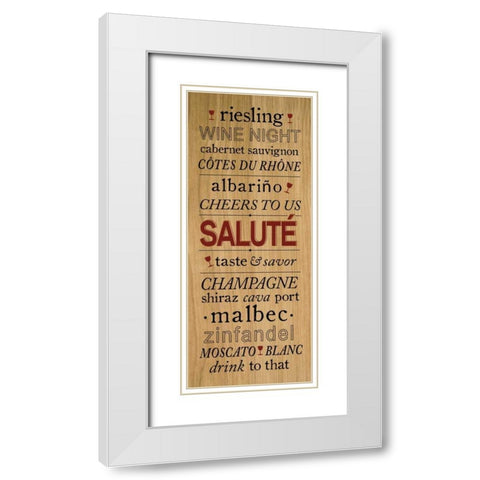 Wine Words I  White Modern Wood Framed Art Print with Double Matting by h.artworks