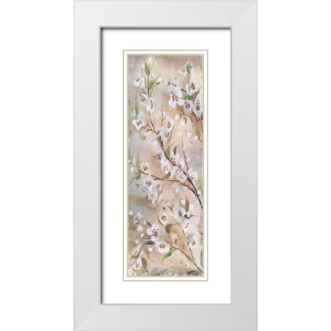 Cherry Blossoms Taupe Panel II  White Modern Wood Framed Art Print with Double Matting by Tre Sorelle Studios