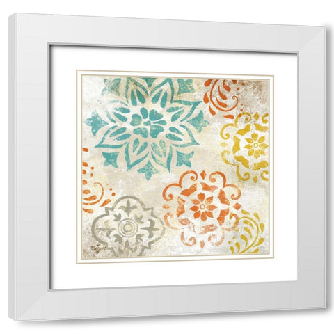 Colorful Medallions I  White Modern Wood Framed Art Print with Double Matting by Lyon, Rebecca