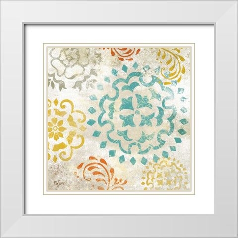 Colorful Medallions II  White Modern Wood Framed Art Print with Double Matting by Lyon, Rebecca