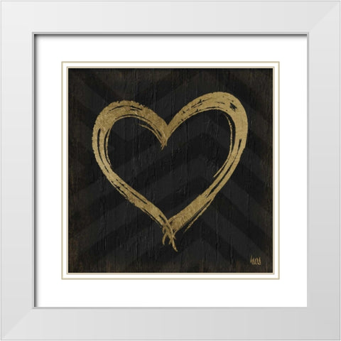 Chevron Sentiments Gold Heart Trio II  White Modern Wood Framed Art Print with Double Matting by h.artworks
