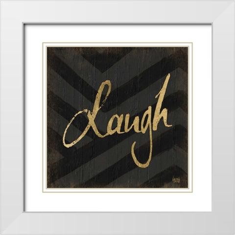 Chevron Sentiments Gold Heart Trio III  White Modern Wood Framed Art Print with Double Matting by h.artworks