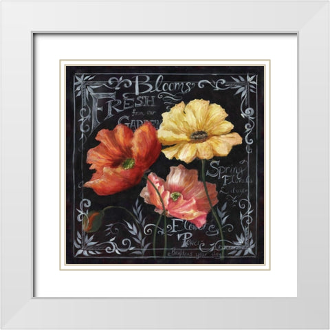 Flowers in Bloom Chalkboard II  White Modern Wood Framed Art Print with Double Matting by Tre Sorelle Studios