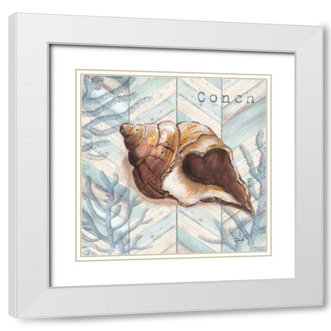 Chevron Shell I  White Modern Wood Framed Art Print with Double Matting by Tre Sorelle Studios