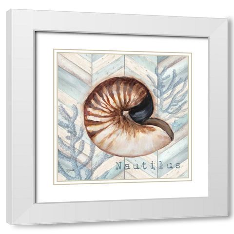 Chevron Shell IV  White Modern Wood Framed Art Print with Double Matting by Tre Sorelle Studios