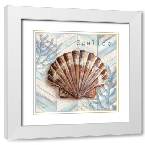 Chevron Shell VI  White Modern Wood Framed Art Print with Double Matting by Tre Sorelle Studios