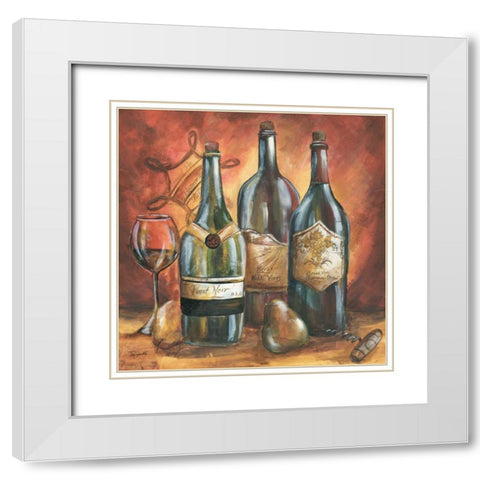 Red and Gold Wine I  White Modern Wood Framed Art Print with Double Matting by Tre Sorelle Studios