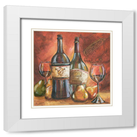 Red and Gold Wine II  White Modern Wood Framed Art Print with Double Matting by Tre Sorelle Studios