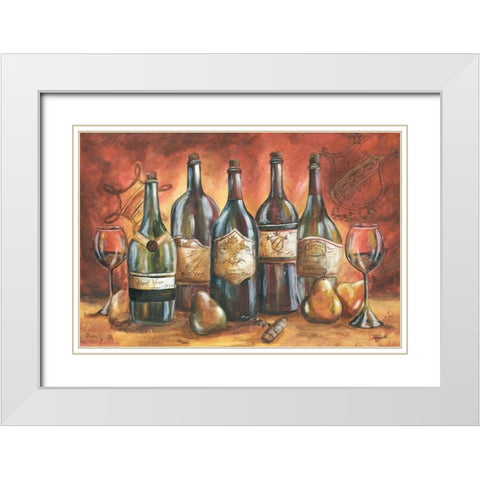 Red and Gold Wine Landscape  White Modern Wood Framed Art Print with Double Matting by Tre Sorelle Studios