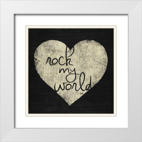 Graffiti Heart Black and Cream I  White Modern Wood Framed Art Print with Double Matting by h.artworks