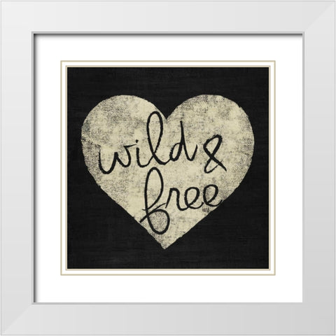 Graffiti Heart Black and Cream III  White Modern Wood Framed Art Print with Double Matting by h.artworks