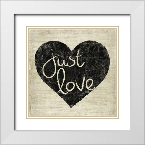 Graffiti Heart Black and Cream IV  White Modern Wood Framed Art Print with Double Matting by h.artworks