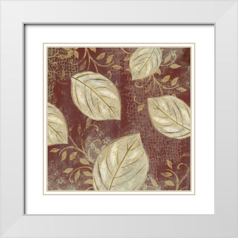 Leaf Toss Mix IV  White Modern Wood Framed Art Print with Double Matting by Lyon, Rebecca