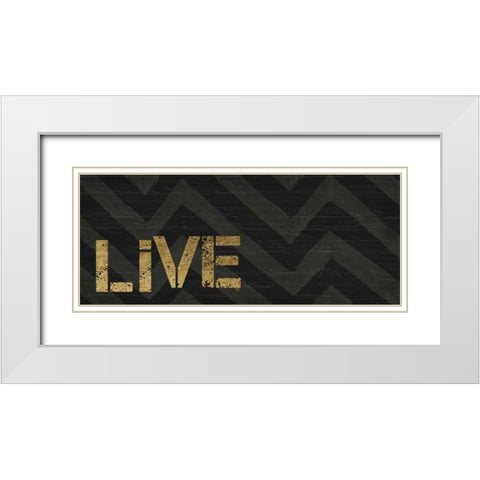Chevron Sentiments Black and Gold Panel I  White Modern Wood Framed Art Print with Double Matting by h.artworks