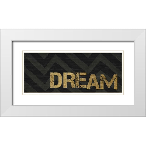 Chevron Sentiments Black and Gold Panel IV  White Modern Wood Framed Art Print with Double Matting by h.artworks