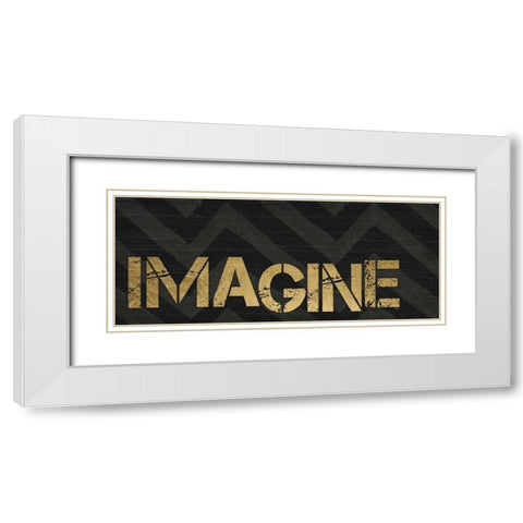 Chevron Sentiments Black and Gold Panel V  White Modern Wood Framed Art Print with Double Matting by h.artworks