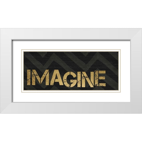 Chevron Sentiments Black and Gold Panel V  White Modern Wood Framed Art Print with Double Matting by h.artworks