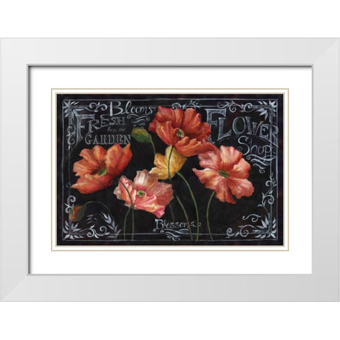 Flowers in Bloom Chalkboard Landscape  White Modern Wood Framed Art Print with Double Matting by Tre Sorelle Studios