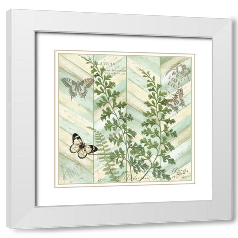 Chevron Botanical I  White Modern Wood Framed Art Print with Double Matting by Tre Sorelle Studios