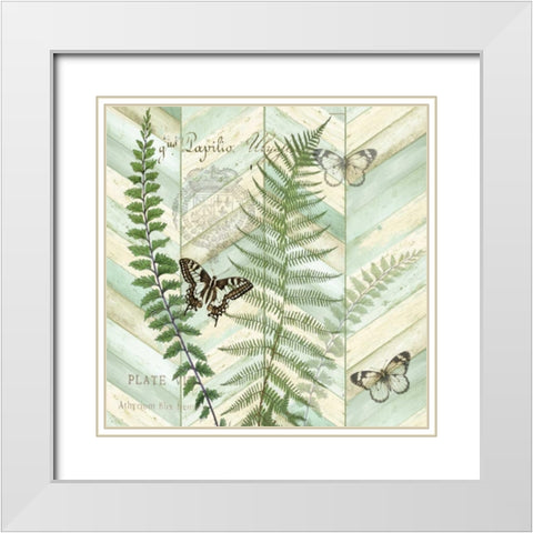 Chevron Botanical II  White Modern Wood Framed Art Print with Double Matting by Tre Sorelle Studios