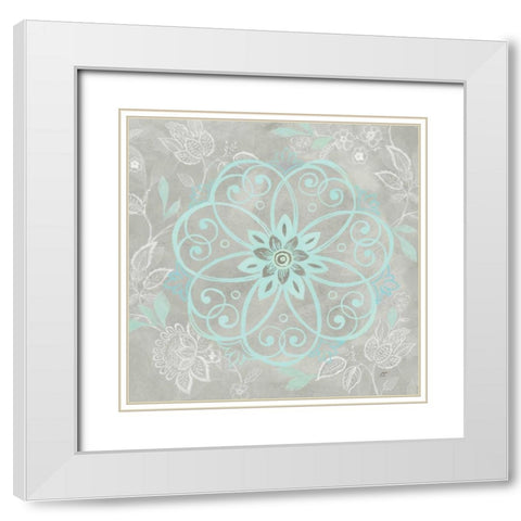Jacobean Damask Blue-Gray I White Modern Wood Framed Art Print with Double Matting by Coulter, Cynthia