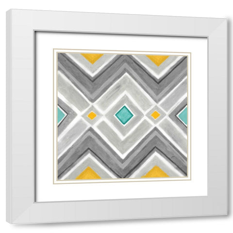 Chevron Tile Black-White I White Modern Wood Framed Art Print with Double Matting by Coulter, Cynthia