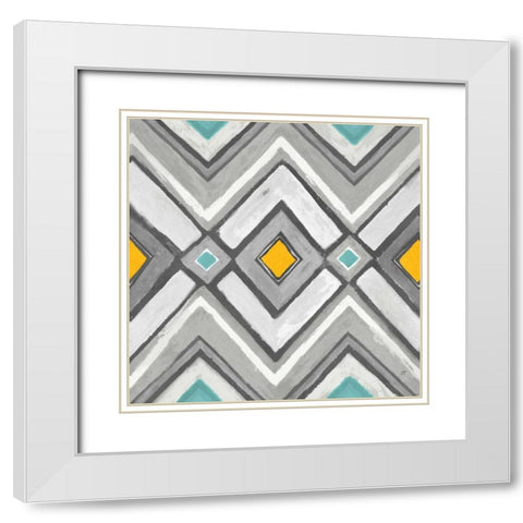 Chevron Tile Black-White II White Modern Wood Framed Art Print with Double Matting by Coulter, Cynthia