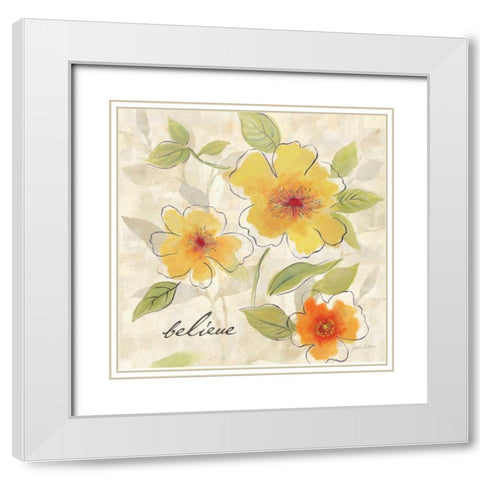 Bright Yellow Garden Trio II White Modern Wood Framed Art Print with Double Matting by Coulter, Cynthia