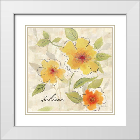 Bright Yellow Garden Trio II White Modern Wood Framed Art Print with Double Matting by Coulter, Cynthia