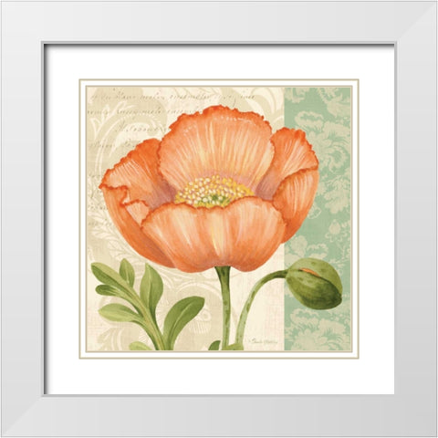 Pastel Poppies II White Modern Wood Framed Art Print with Double Matting by Gladding, Pamela