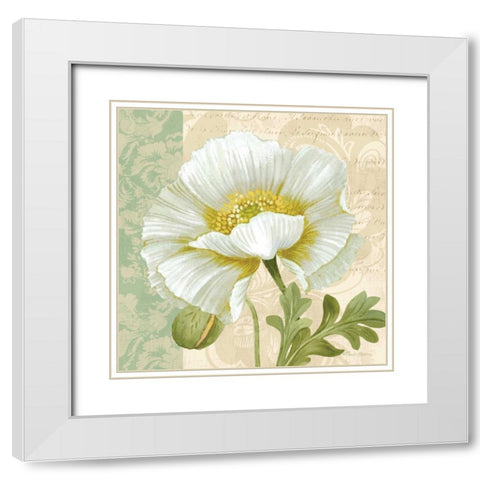 Pastel Poppies III White Modern Wood Framed Art Print with Double Matting by Gladding, Pamela