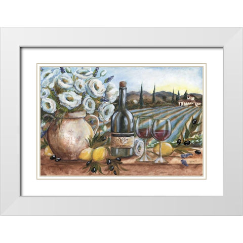 Provence Wine Landscape White Modern Wood Framed Art Print with Double Matting by Tre Sorelle Studios