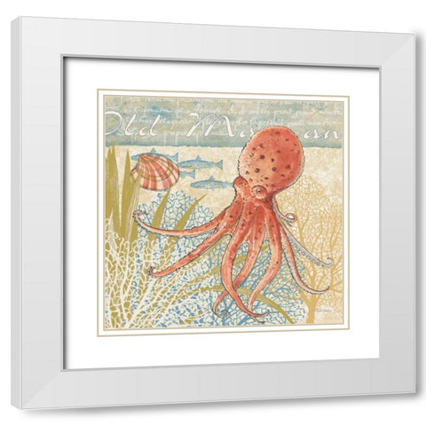 Oceana IV White Modern Wood Framed Art Print with Double Matting by Gladding, Pamela