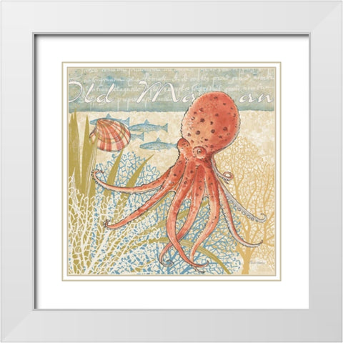 Oceana IV White Modern Wood Framed Art Print with Double Matting by Gladding, Pamela
