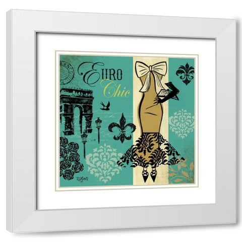 Euro Chic II White Modern Wood Framed Art Print with Double Matting by Lyon, Rebecca