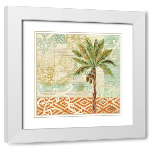 Spice Palms II White Modern Wood Framed Art Print with Double Matting by Lyon, Rebecca