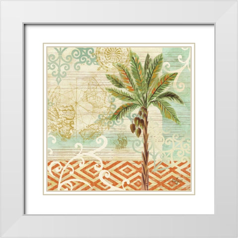 Spice Palms II White Modern Wood Framed Art Print with Double Matting by Lyon, Rebecca