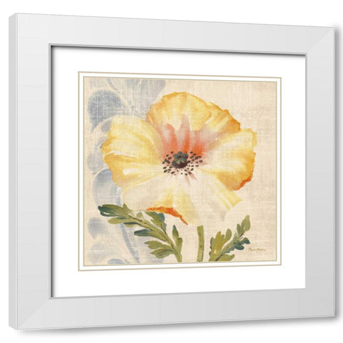 Watercolor Poppies II White Modern Wood Framed Art Print with Double Matting by Gladding, Pamela