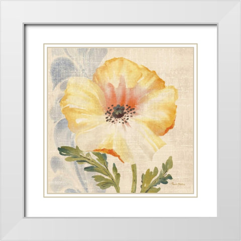 Watercolor Poppies II White Modern Wood Framed Art Print with Double Matting by Gladding, Pamela