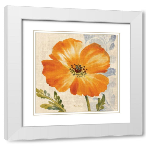 Watercolor Poppies III White Modern Wood Framed Art Print with Double Matting by Gladding, Pamela