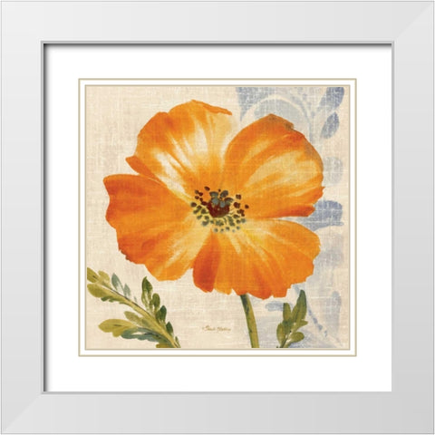 Watercolor Poppies III White Modern Wood Framed Art Print with Double Matting by Gladding, Pamela