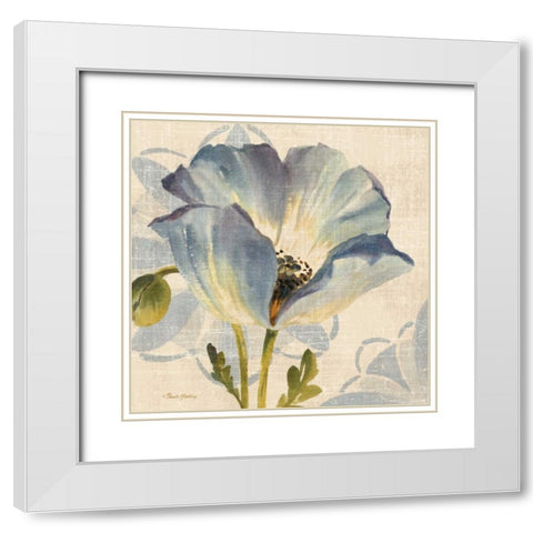 Watercolor Poppies IV White Modern Wood Framed Art Print with Double Matting by Gladding, Pamela